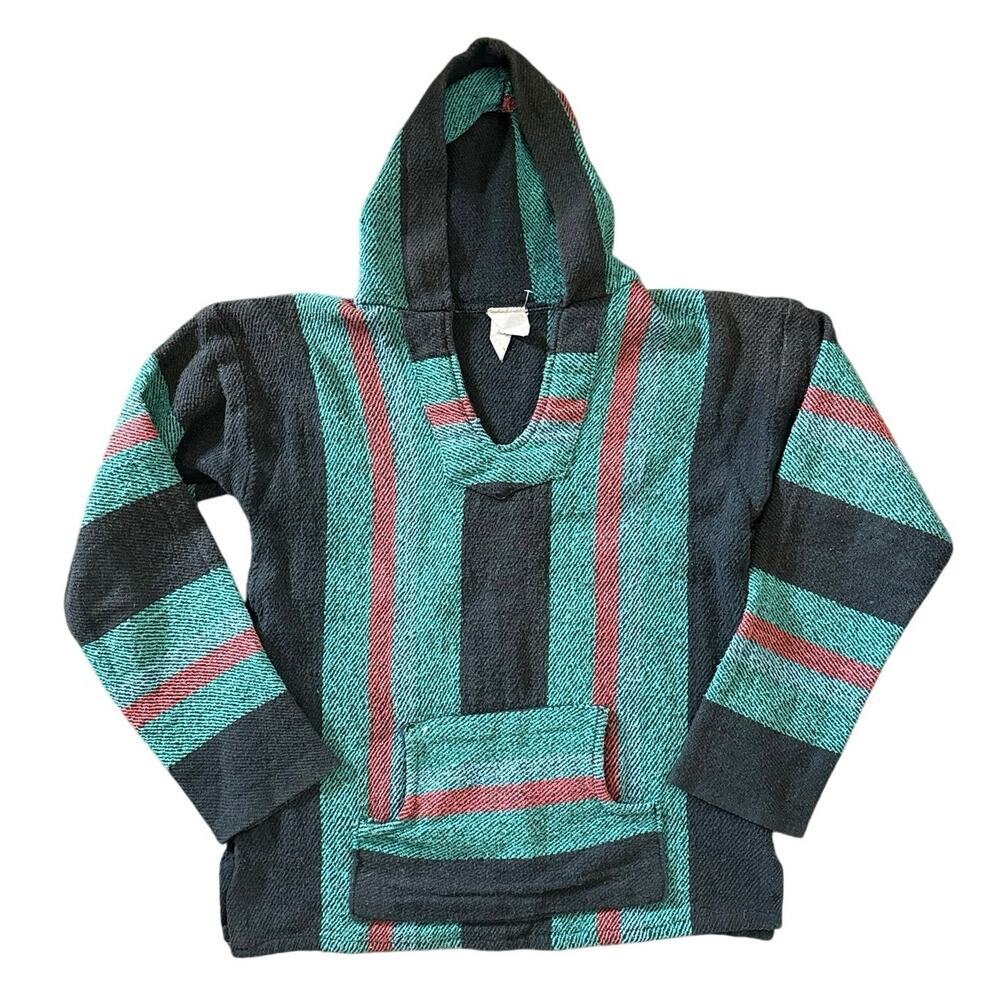 Original Señor Lopez Baja Hoodie Surfer Teal Red Black Mexico Size Small